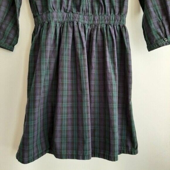 LEVI'S | Plaid Prarie Button Down Shirt Dress Navy Blue & Green Sz XS - Picture 12 of 15